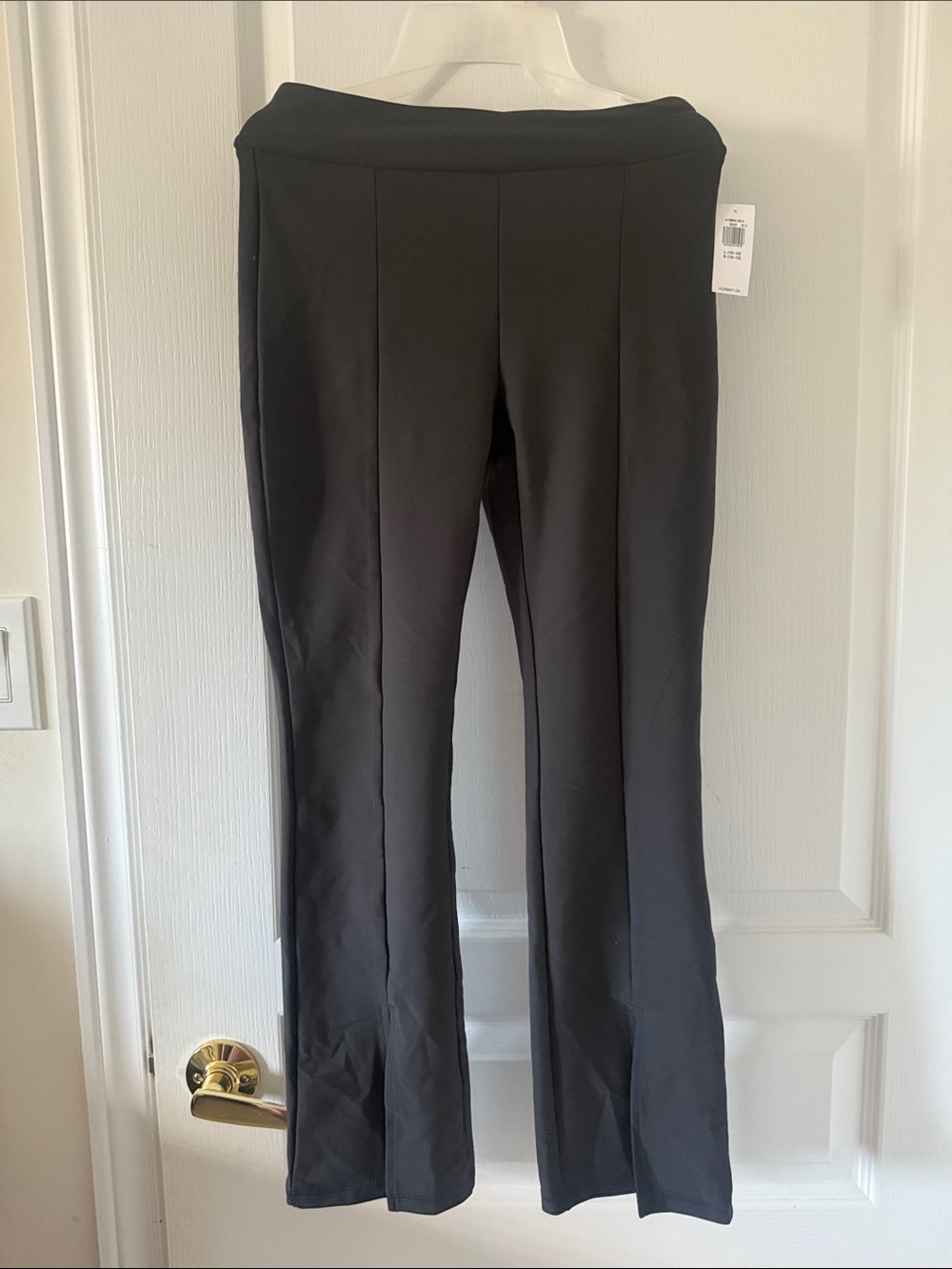 Charcoal Grey Yoga Pants with Front Seam and Slit